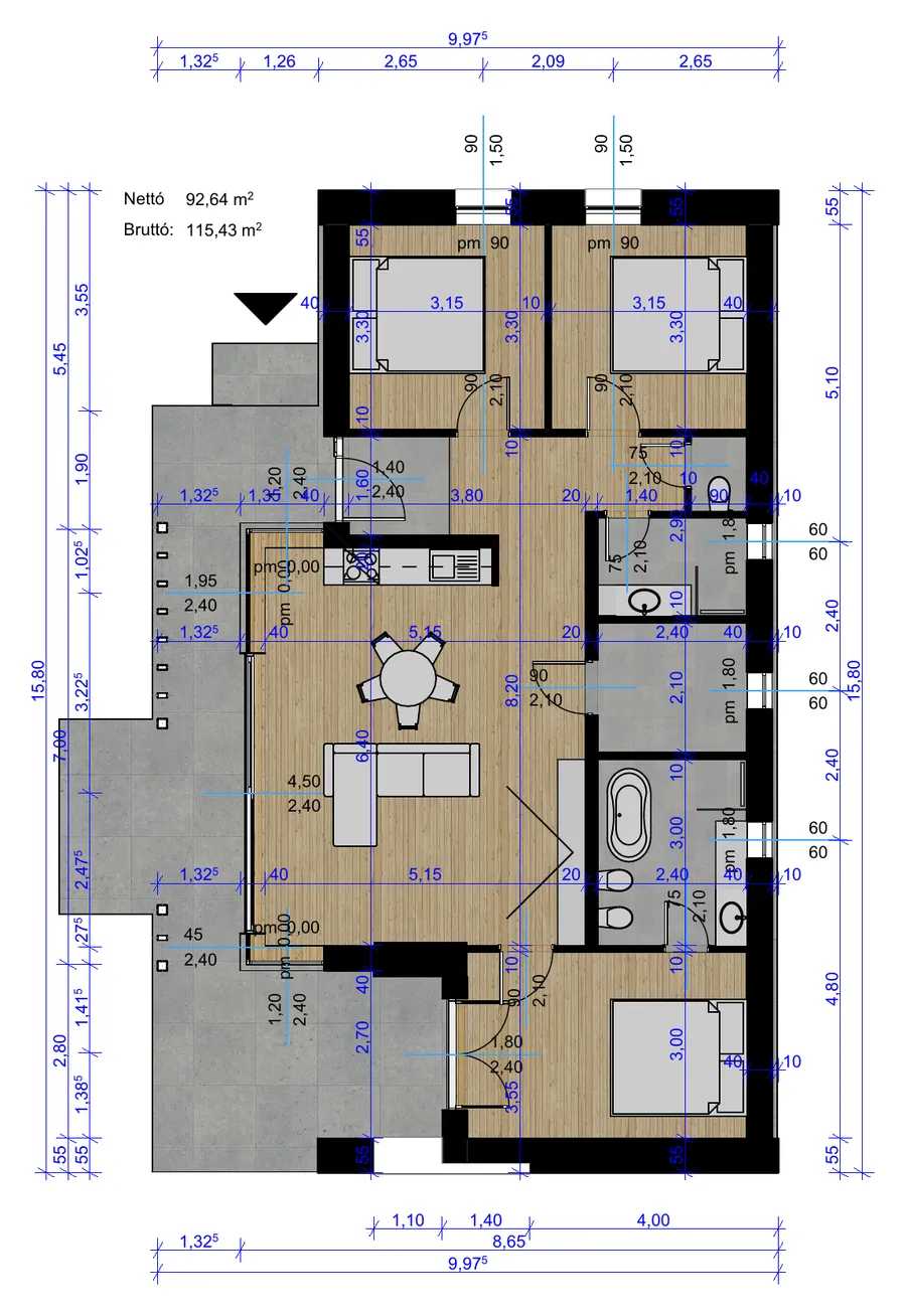 Grundriss Csenge: Csenge 90