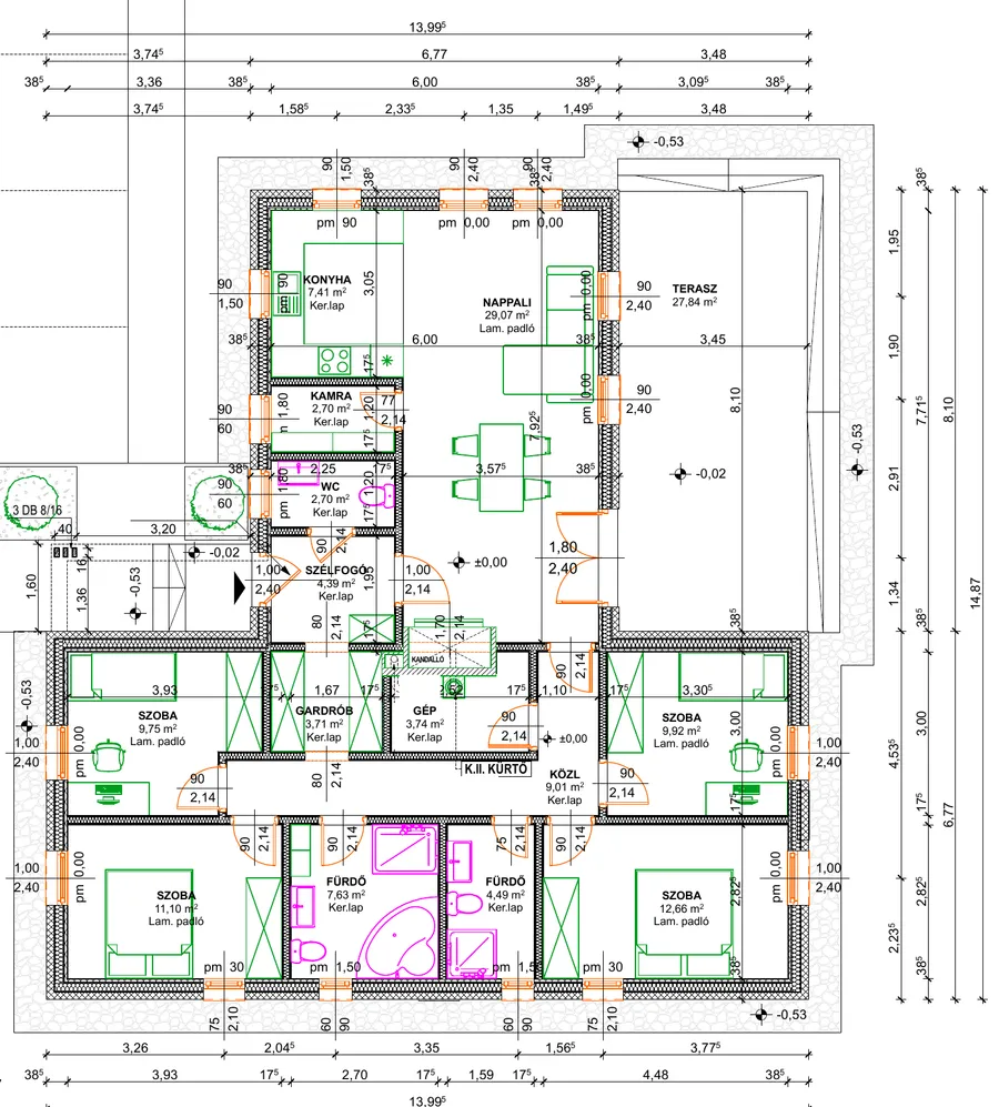 Grundriss Levendula: Vier Schlafzimmer, Variante B