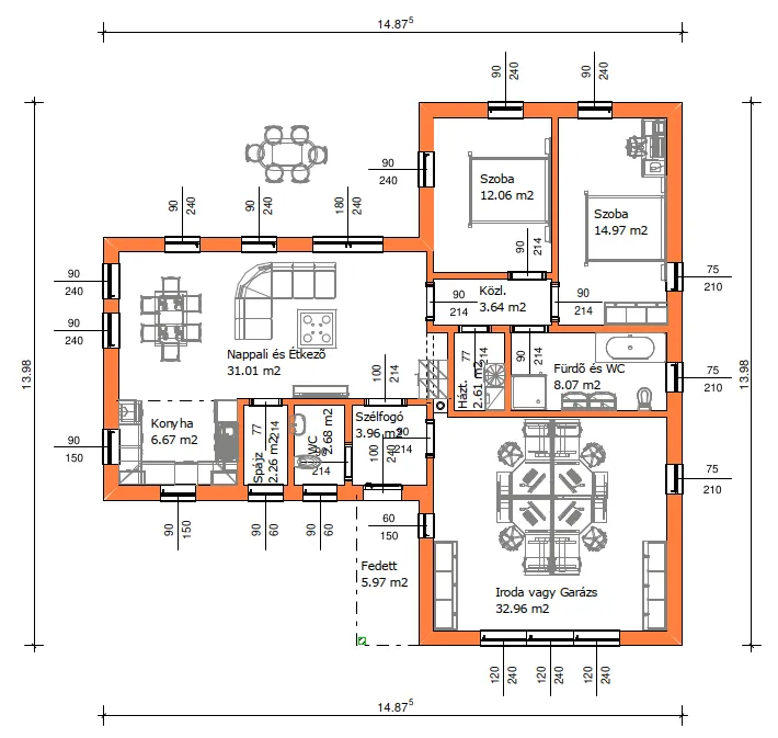 Grundriss Levendula: Zwei Schlafzimmer