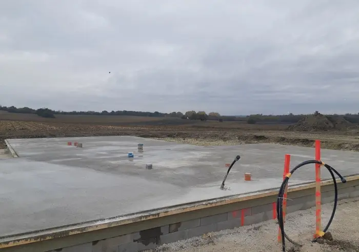 November 2, 2020: Finished slab, utility connections in place