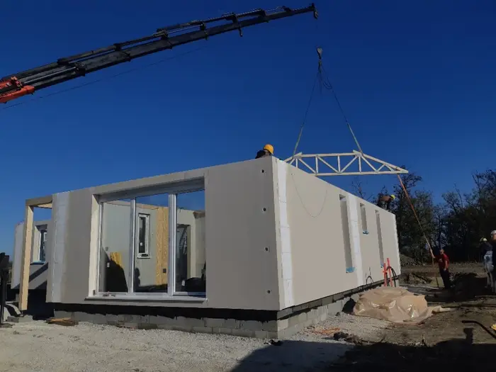 November 17, 2020: The walls stand, the roof trusses go up
